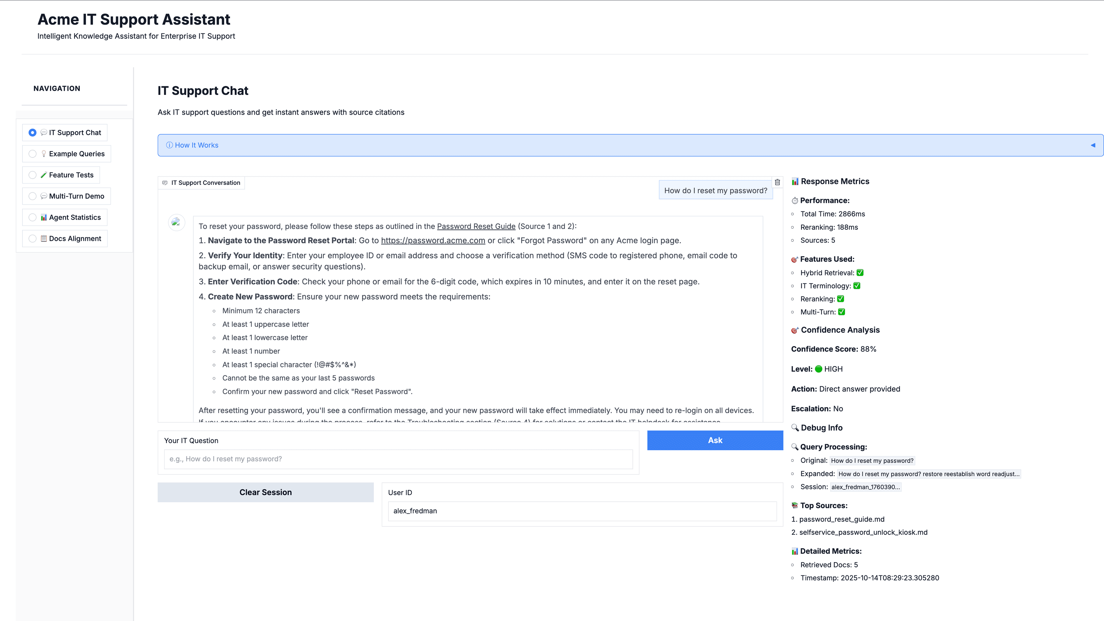 IT Support Assistant Demo Interface